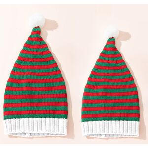 PatPat Santa Beanie Hat Christmas Red and White Knitted Christmas Caps Winter Hat Xmas Hats for Mom and Me  - Green/White/Red