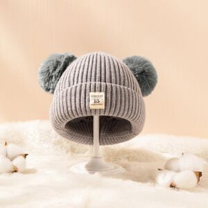 PatPat Baby / Toddler Dual Pom Pom Decor Thermal Knit Beanie  - Grey