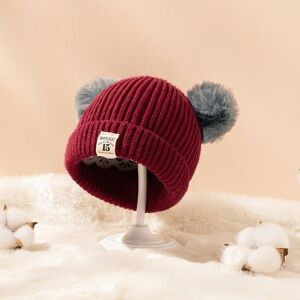 PatPat Baby / Toddler Dual Pom Pom Decor Thermal Knit Beanie  - Burgundy