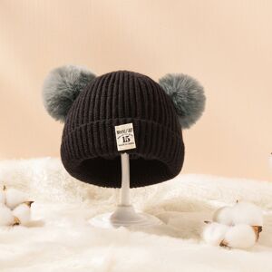 PatPat Baby / Toddler Dual Pom Pom Decor Thermal Knit Beanie  - Black