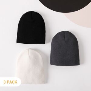 PatPat 3-pack Baby / Toddler Solid Knitted Beanie Hat  - Black