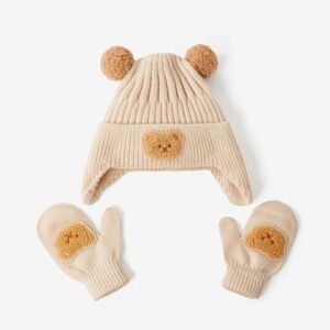 PatPat A must-have warm set of woolen ear hats and gloves for Baby/toddler in winter  - Beige