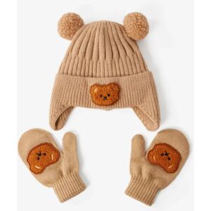 PatPat A must-have warm set of woolen ear hats and gloves for Baby/toddler in winter  - Khaki