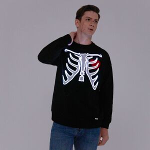 PatPat Go-Glow Halloween Illuminating Adult Sweatshirt with Light Up Skeleton Pattern for Men Including Controller (Built-In Battery)  - Black