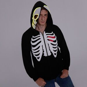 PatPat Go-Glow Halloween Illuminating Adult Jacket with Light Up Head Skeleton for Men Including Controller (Built-In Battery)  - Black