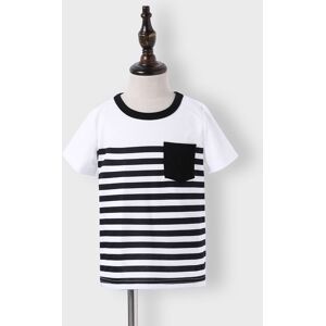 PatPat Family Matching Black Halter Neck Off Shoulder Splicing Chevron Striped Maxi Dresses and Short-sleeve T-shirts Sets  - BlackandWhite