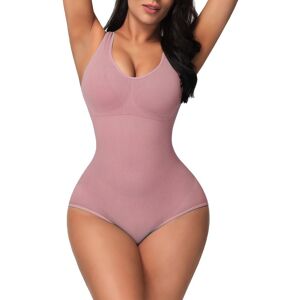 PatPat Women Solid Color Stretchy Tank Bodysuit High-Rise Tummy Control Shapewear Seamless Bodysuit Butt Lifter (Without Chest Pad)  - Cameo brown