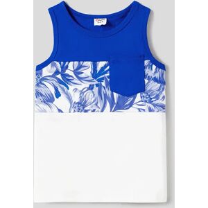 PatPat Family Matching Color Block Sleeveless Shirt and Floral Cami Button Hi-Low Dress Sets  - Royal Blue