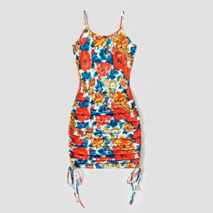 PatPat Family Matching Floral Panel T-Shirt and Ruched Drawstring Side Bodycon Strap Dress Sets  - MultiColour