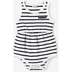 PatPat Family Matching Stripe Short Sleeves Tee and Henry Neck Stripe Sleeveless Besties Dress Sets  - White