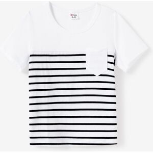 PatPat Family Matching Stripe Short Sleeves Tee and Henry Neck Stripe Sleeveless Besties Dress Sets  - White