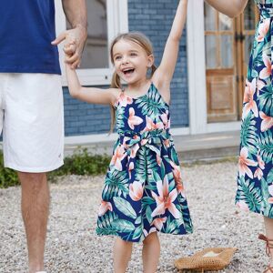 PatPat Family Matching All Over Floral Print V Neck Spaghetti Strap Midi Dresses and Splicing Short-sleeve T-shirts Sets  - royalblue