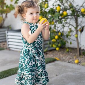 PatPat Family Matching Leaf Print Beach Shirt and High Neck Halter Belt Maxi Dress Sets  - GlossyDarkGreen