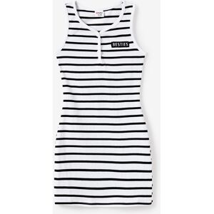 PatPat Family Matching Stripe Short Sleeves Tee and Henry Neck Stripe Sleeveless Besties Dress Sets  - White