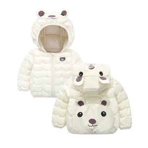 PatPat Baby/Toddler Boy/Girl Hooded Bear Pattern Coat  - Creamy White