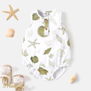 PatPat Baby Boy/Girl Cotton Allover  Scallop Print Tank Romper  - Colorful