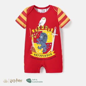 PatPat Harry Potter Baby Girl/Boy Naia™ Character Print Striped Short-sleeve Romper  - Red