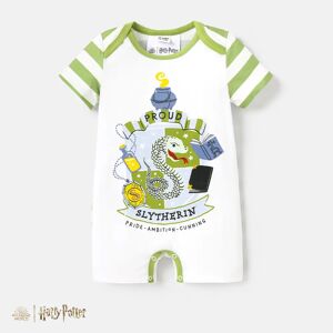 PatPat Harry Potter Baby Girl/Boy Naia™ Character Print Striped Short-sleeve Romper  - White