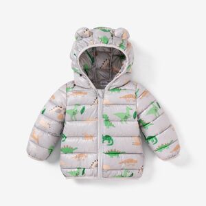 PatPat Baby/Toddler Boy Dinosaur Animal Pattern Winter Coat  - Light Grey