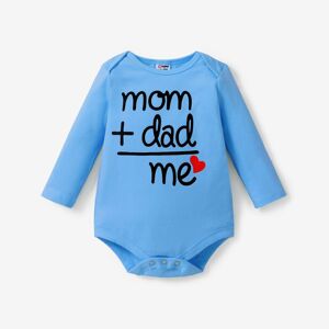 PatPat Baby Boy/Girl Cotton Long-sleeve Letter Print Romper  - DeepBlue