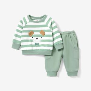 PatPat 2pcs Baby Boy/Girl Hyper-Tactile 3D Bear Top and Pants Set  - Green