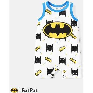 PatPat Justice League Baby Boy Allover Print Tank Romper  - BlackandWhite