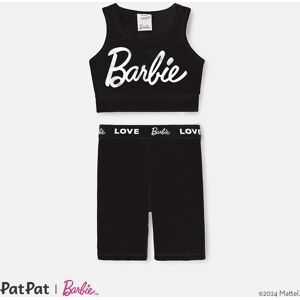 PatPat Barbie 2pcs Toddler/Kid Girl Cotton Tank Top and Shorts Set  - Black