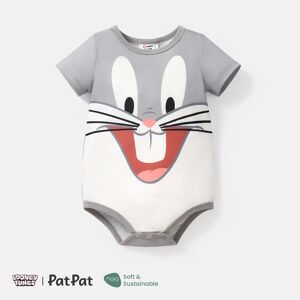 PatPat Looney Tunes Baby Boy/Girl Animal Print Short-sleeve Naia™ Romper  - Grey