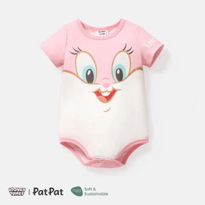 PatPat Looney Tunes Baby Boy/Girl Animal Print Short-sleeve Naia™ Romper  - Pink