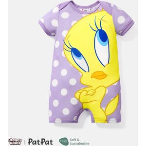 PatPat Looney Tunes Baby Boy/Girl Cartoon Animal Print Short-sleeve Naia™ Romper  - Light Purple