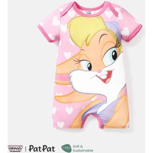 PatPat Looney Tunes Baby Boy/Girl Cartoon Animal Print Short-sleeve Naia™ Romper  - Pink