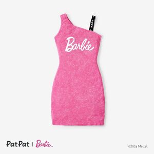 PatPat Barbie Mommy & Me Girls Alphabet Vintage Off-Shoulder Matching Dress  - Roseo