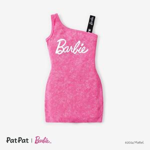 PatPat Barbie Mommy & Me Girls Alphabet Vintage Off-Shoulder Matching Dress  - Roseo