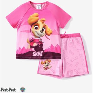 PatPat Paw Patrol Toddler Boys/Girls 2pcs Character Print Cotton T-shirt with Shorts Sporty Set  - Pink