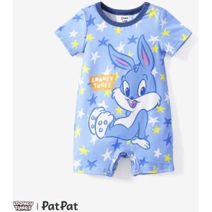 PatPat Looney Tunes Baby Boys/Girls Cartoon Animal Print Short-sleeve Romper  - Blue