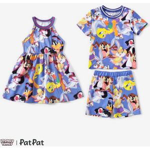 PatPat Looney Tunes Toddler Girls/Boys Character Graffiti Style Allover Print Sleeveless Dress/Set  - Multi-color