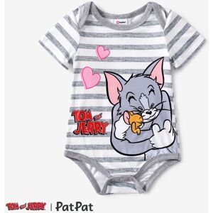 PatPat Tom and Jerry Baby Girls/Boys 1pc Heart Lovely Character Striped Print Onesie  - MiddleAsh