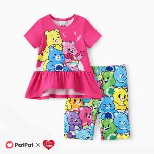 PatPat Care Bears Toddler Girls 2pcs Character Hear-pattern Print Ruffle-hem Top with Pants Set  - Multi-color