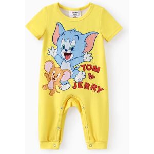 PatPat Tom and Jerry Baby Boys/Girls 1pc Character Print Long-Leg Romper  - Yellow