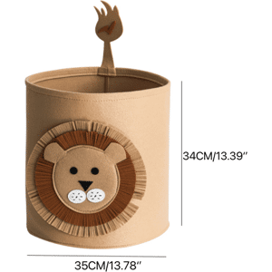 PatPat Foldable Laundry Basket Cute Cartoon Thick Felt Storage Bucket for Dirty Clothes Toys Organizer  - Brown