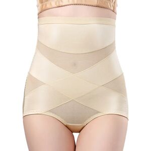 PatPat Women Hi-Waist Double Tummy Control Panty Butt Lifter Shapewear Waist Trainer Tummy Control Shorts Body Shaper Cincher Girdle  - Apricot