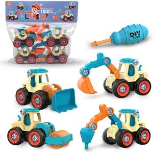 PatPat 4-pack Engineering Vehicles Toys For Boys Trucks Car Stem Construction Building Set Educational Engineering Vehicle Car Toys  - Multi-color