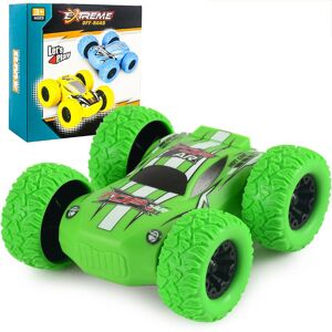 PatPat Kids Toy Pull Back Car Double-Sided Friction Powered Flips Inertia Big Tire 4WD Car Off-Road Vehicle Children Toy Gifts  - Green