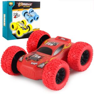 PatPat Kids Toy Pull Back Car Double-Sided Friction Powered Flips Inertia Big Tire 4WD Car Off-Road Vehicle Children Toy Gifts  - Red