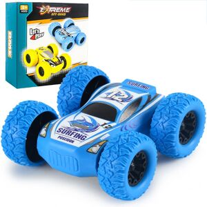 PatPat Kids Toy Pull Back Car Double-Sided Friction Powered Flips Inertia Big Tire 4WD Car Off-Road Vehicle Children Toy Gifts  - Blue