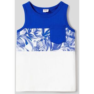 PatPat Family Matching Color Block Sleeveless Shirt and Floral Cami Button Hi-Low Dress Sets  - Royal Blue