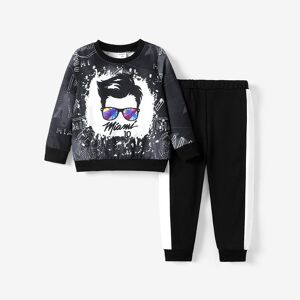 PatPat 2pcs  Kid/Toddler Girl/Boy Casual Fashion Set  - Toddler Black