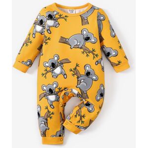 PatPat Baby Girl/Boy Fashion Koala Print Jumpsuit  - Yellow