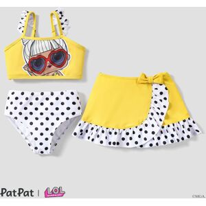 PatPat L.O.L. SURPRISE! 3pcs Toddler/Kid Girl Bowknot/Polk dot Print Swimming suit  - Yellow