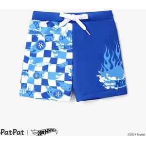 PatPat Hot Wheels Toddler boy/Kid Boy Positioned print checkerboard swim shorts  - Blue